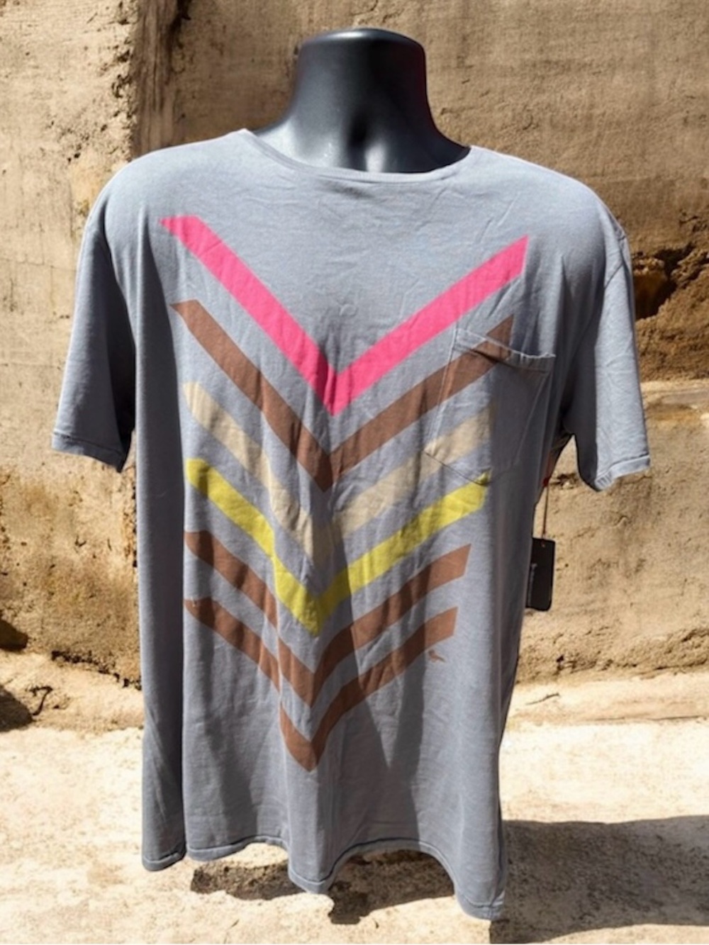 Modern Amusement Chevron Graphic Pocket Tee